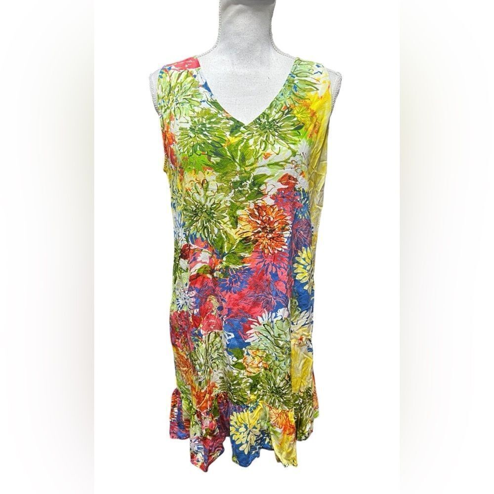 Jams World "Santini" Floral Ruffle Hawaiian Mini Dress Size large‎